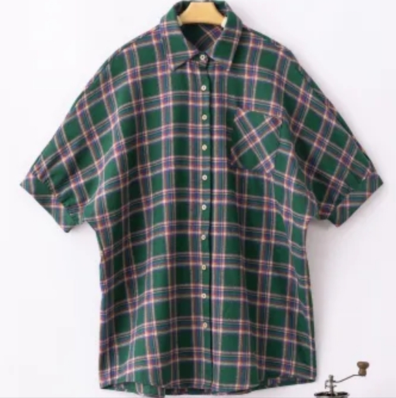 New Oversized plaid tunic shirt - Picture 15 of 17